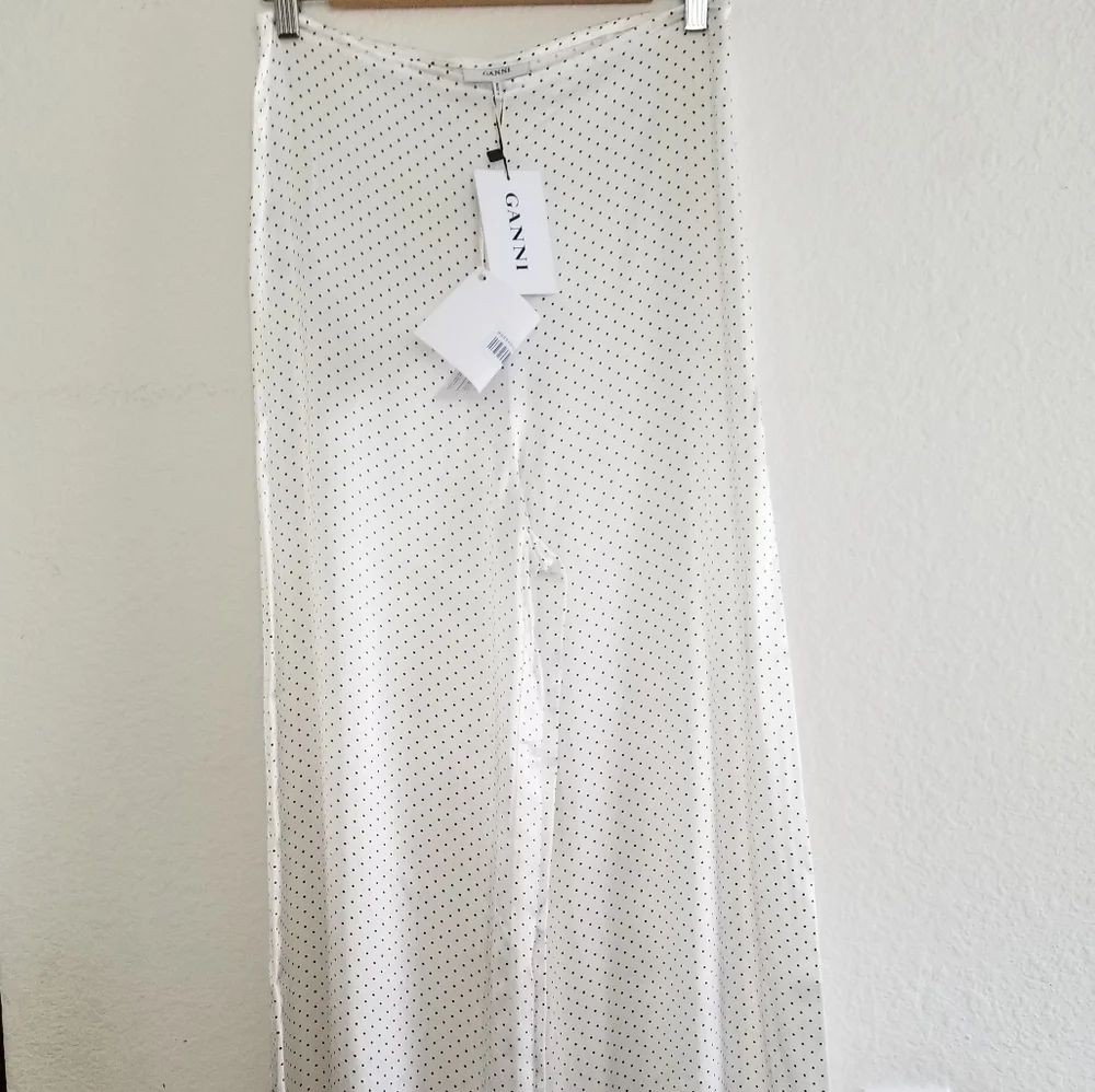 Ganni Cameron Polka Dot Palazzo Wide Leg High Rise Pants Size 6 - Picture 3 of 8